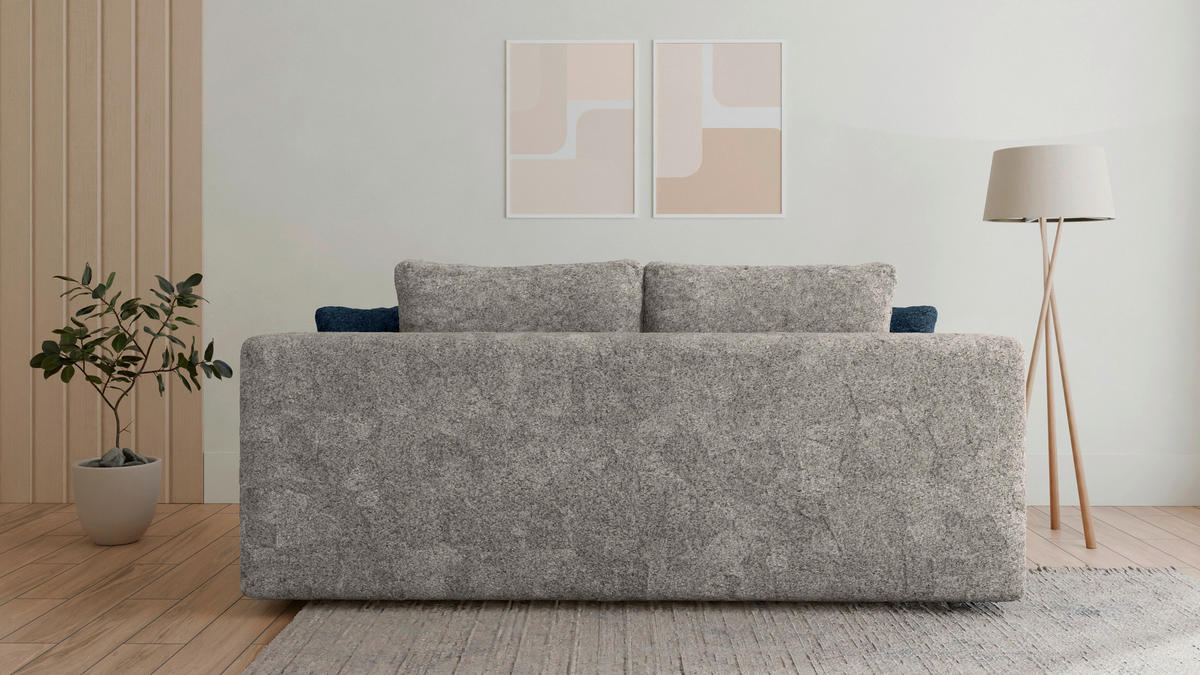 SCHLAFSOFA MOSS Blau, Grau  inkl. Rückenkissen, Schlaffunktion, Stauraum  - Blau/Grau, Design, Holzwerkstoff/Kunststoff (200/90/100cm) - MID.YOU