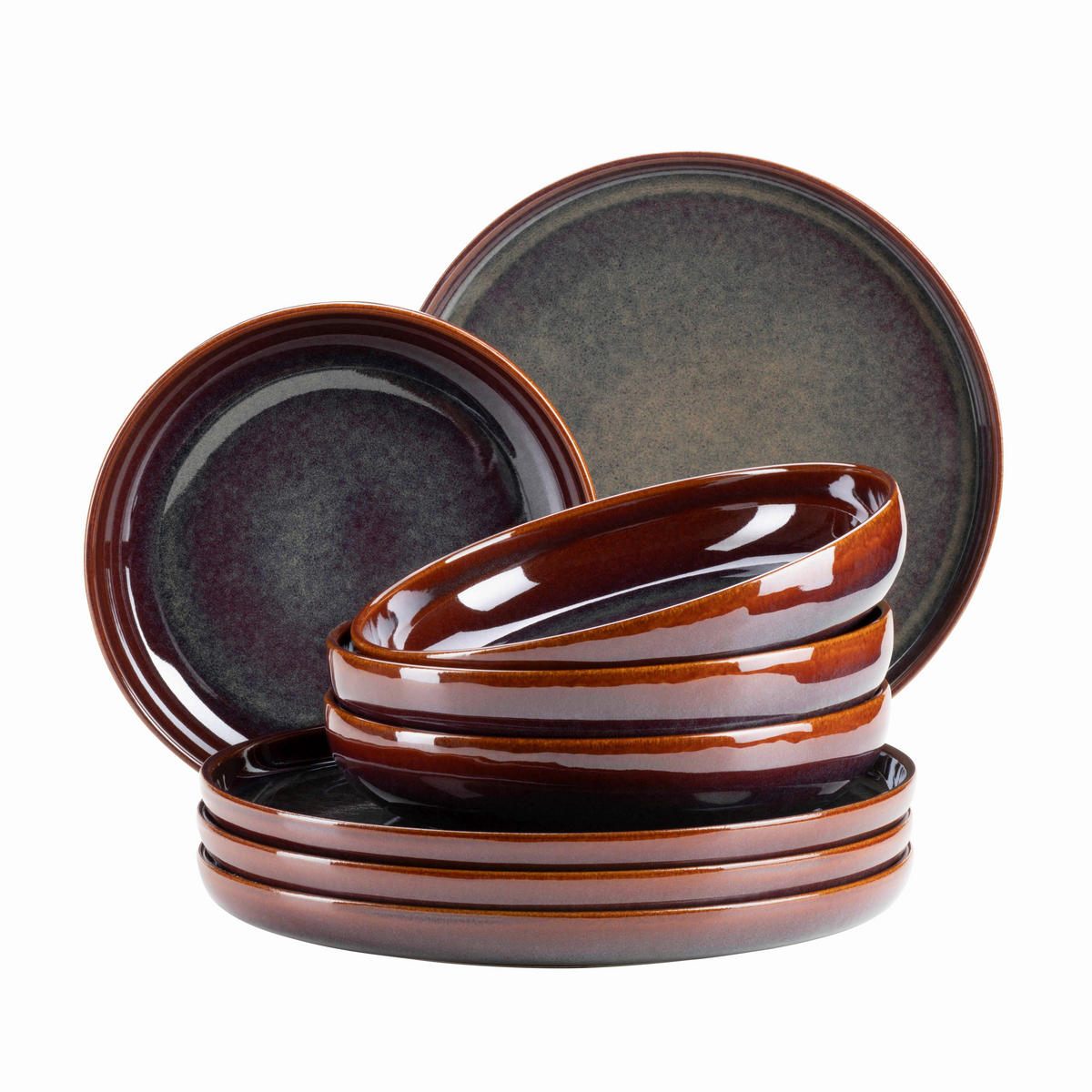 TAFELSERVICE Rotbraun 8-teilig  - Rotbraun, Basics, Keramik - Mäser