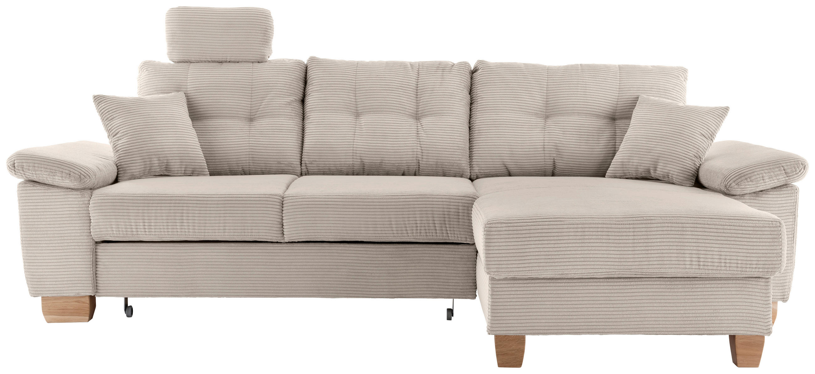 ECKSOFA Beige Cord  - Beige/Naturfarben, MODERN, Holz/Textil (270/176cm) - Livetastic