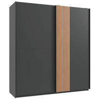 SCHWEBETÜRENSCHRANK in Graphitfarben, Eiche Artisan  - Schwarz/Graphitfarben, Trend, Holzwerkstoff/Metall (180/198/65cm) - Boxxx