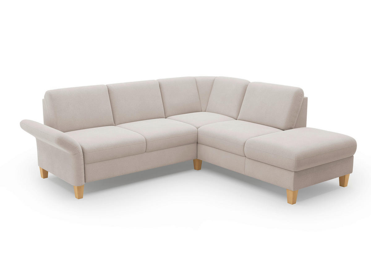 ECKSOFA ROCHELLE E Greige Flachgewebe  - Greige/Eichefarben, KONVENTIONELL, Holz/Textil (240/216cm) - Sit & More