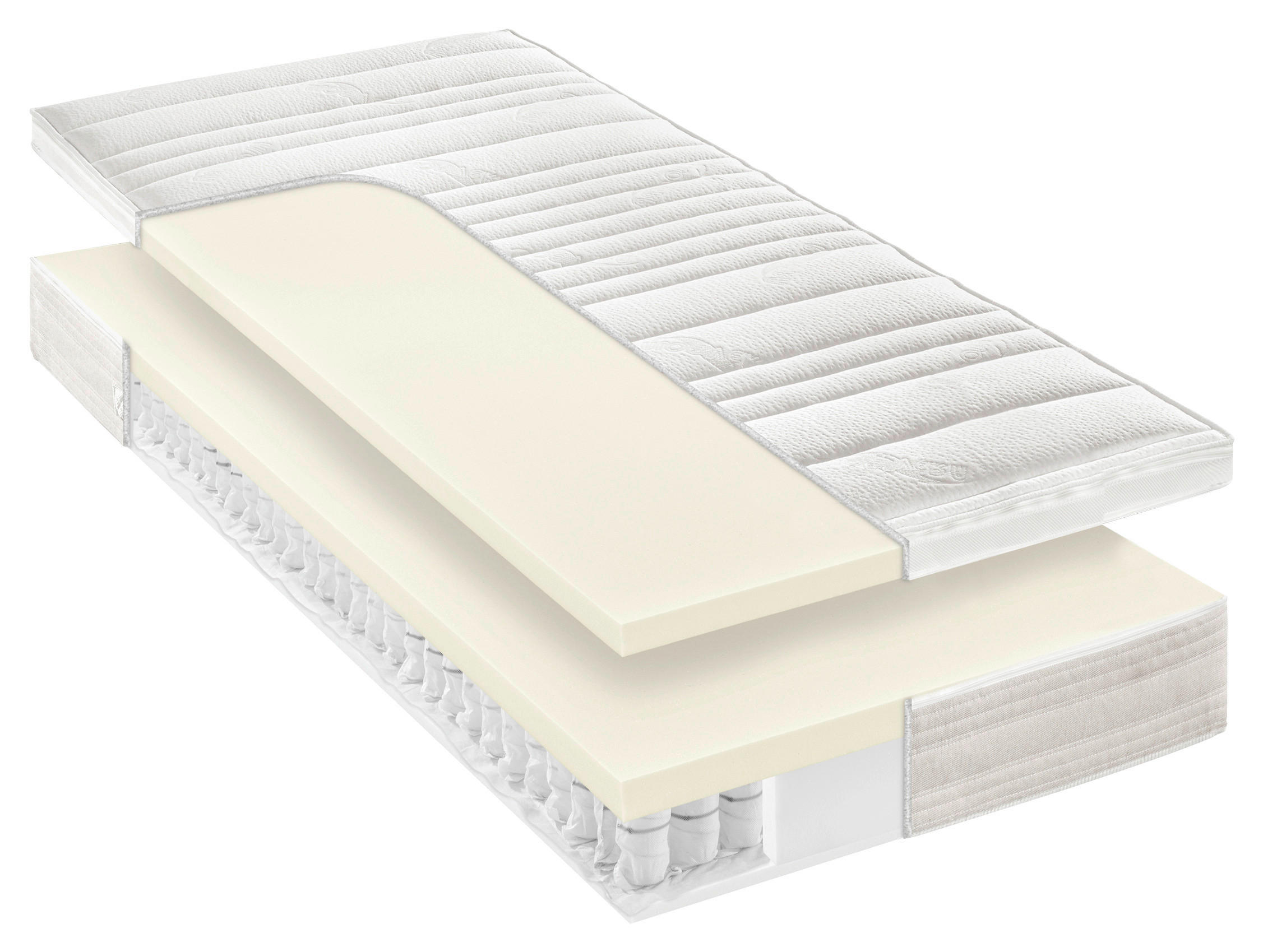 LATEXMATRATZE 90/190 cm, Höhe ca.: 24 cm, H3 = fest, 7-Zonen - Weiß, Basics, Textil (90/190cm) - Sleeptex