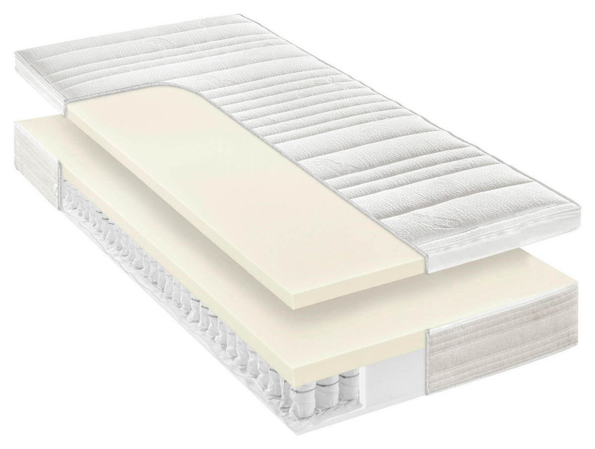 LATEXMATRATZE 90/190 cm, Höhe ca.: 24 cm, H3 = fest, 7-Zonen - Weiß, Basics, Textil (90/190cm) - Sleeptex
