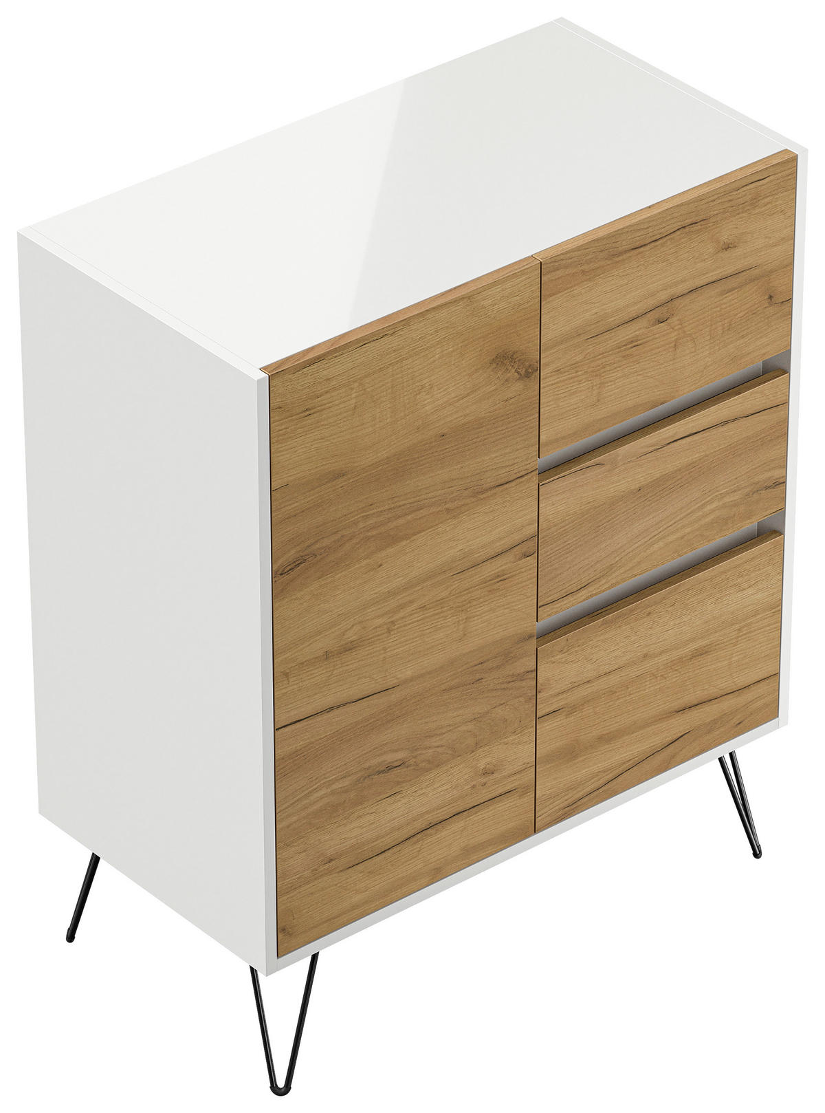 SIDEBOARD Posseik Industrial  in 76/93,6/42 cm  - Elfenbein/Eichefarben, Design, Holzwerkstoff/Metall (76/93,6/42cm) - P & B