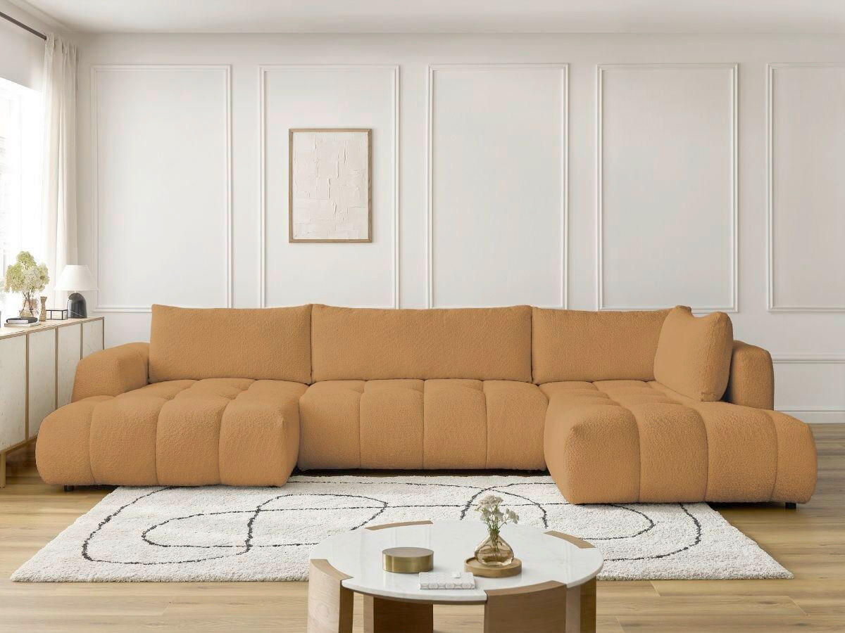 WOHNLANDSCHAFT  FUJI  Gelb Bouclé  - Gelb/Schwarz, MODERN, Kunststoff/Textil (160/377/204cm)