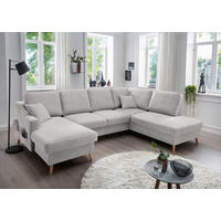 WOHNLANDSCHAFT Chenille Grau  - Naturfarben/Grau, Konventionell, Holz/Textil (150/301/200cm) - Livetastic