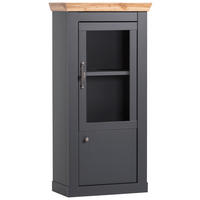 VITRINE in Anthrazit, Eiche Wotan  - Anthrazit/Silberfarben, Design, Holzwerkstoff/Metall (72/146/38cm) - MID.YOU
