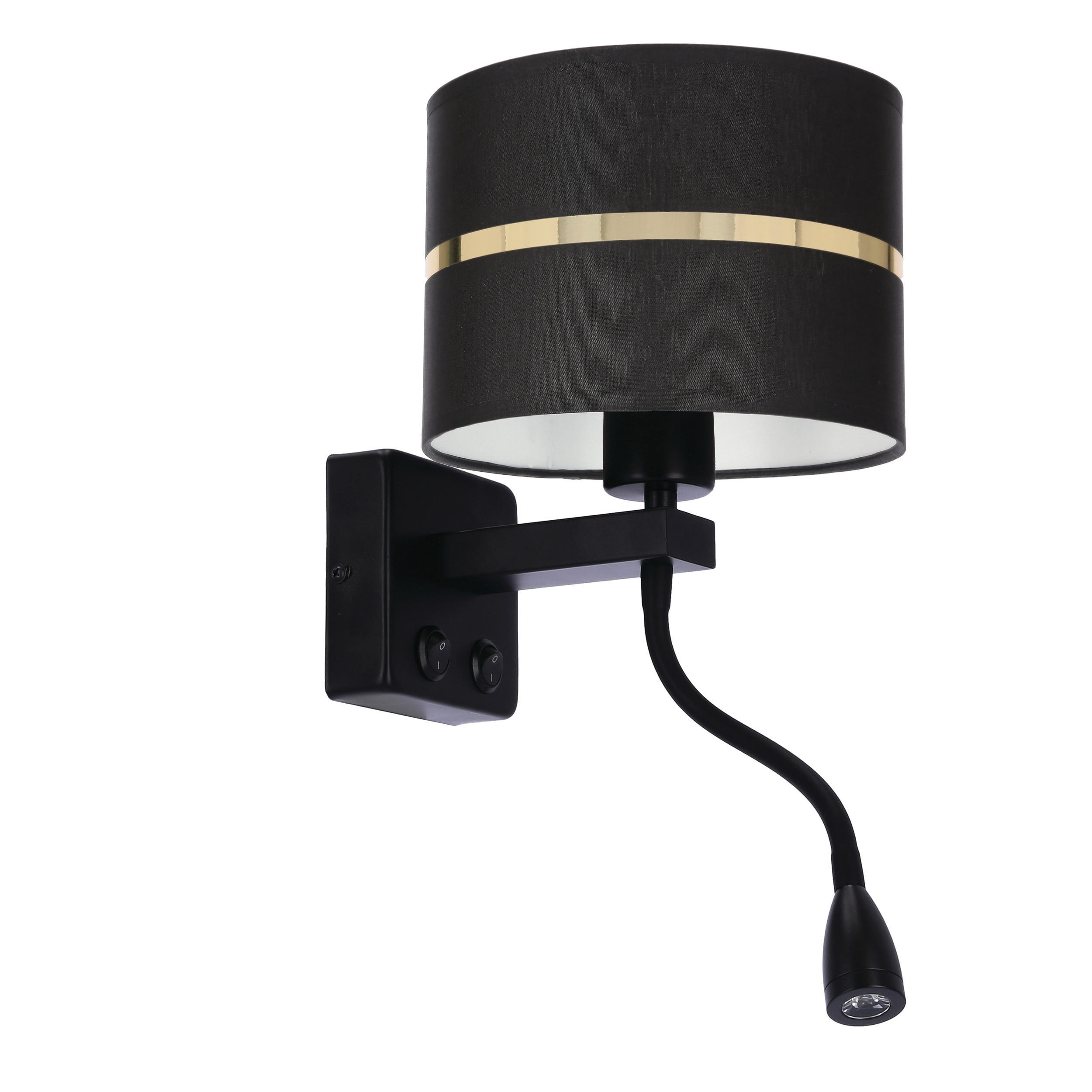 VÄGGLAMPA Polo 18/22/44 cm   - svart/guldfärgad, Basics, metall/plast (18/22/44cm)