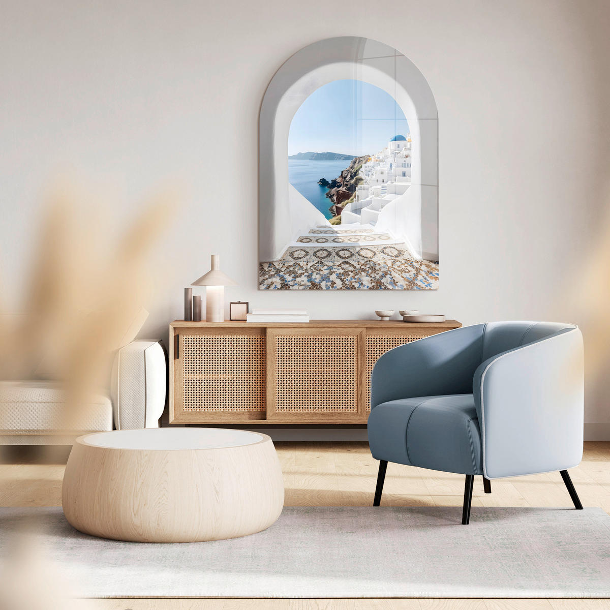 GLASBILD Städte 70/100 cm  - Beige/Weiß, Basics, Glas/Papier (70/100cm)