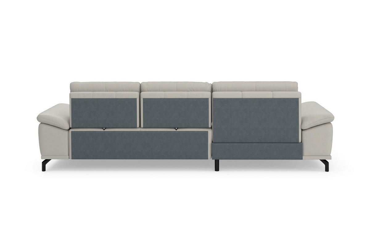ROHOVÁ SEDAČKA, textil, koža, svetlosivá - čierna/svetlosivá, Basics, kov/koža (176/301cm) - Sit & More