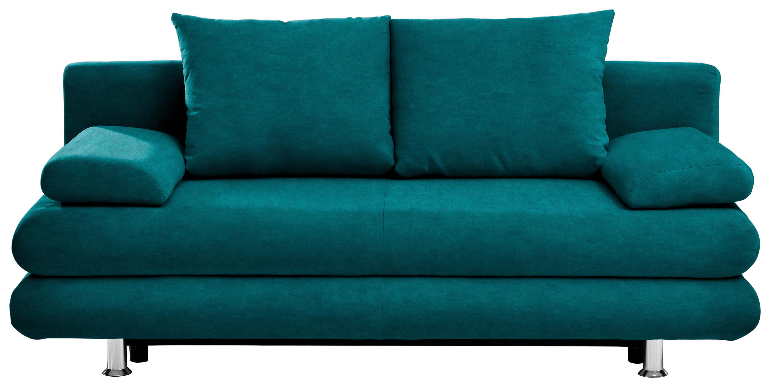 SCHLAFSOFA  mit Stoffauswahl, Liegefunktion, Rücken echt Samt Petrol  - Chromfarben/Petrol, Design, Kunststoff/Textil (196/74/90cm) - Carryhome