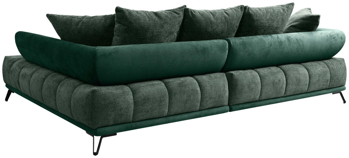 ECKSOFA Dunkelgrün Chenille Zierkissen, Rückenkissen, Rücken echt  - Dunkelgrün/Schwarz, MODERN, Textil/Metall (262/184cm) - MID.YOU