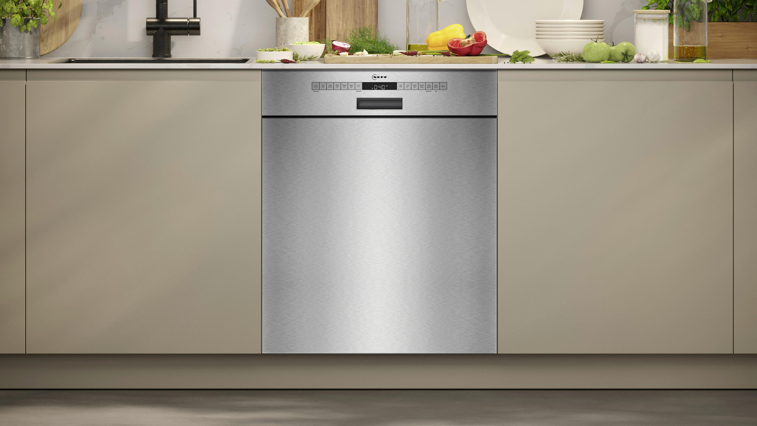 GESCHIRRSPÜLER S125ECS15E  - Edelstahlfarben, Basics, Metall (59,8/86,5/55,0cm) - Neff