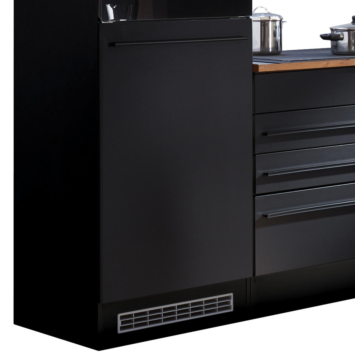 KÜCHENBLOCK 260 cm   in Schwarz  - Eichefarben/Schwarz, LIFESTYLE, Holzwerkstoff/Kunststoff (260cm) - MID.YOU
