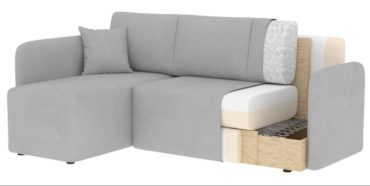 ECKSOFA  Beige Plüsch  - Beige/Schwarz, Design, Kunststoff/Textil (150/206cm) - MID.YOU