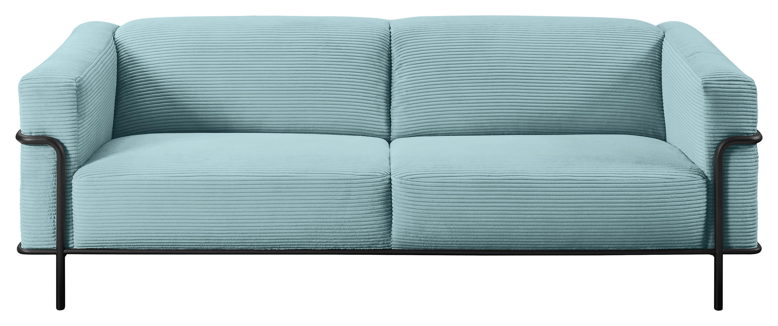 2,5-SITZER Cord Hellblau  - Schwarz/Hellblau, Design, Textil/Metall (216/67/96cm) - Johann Jakob
