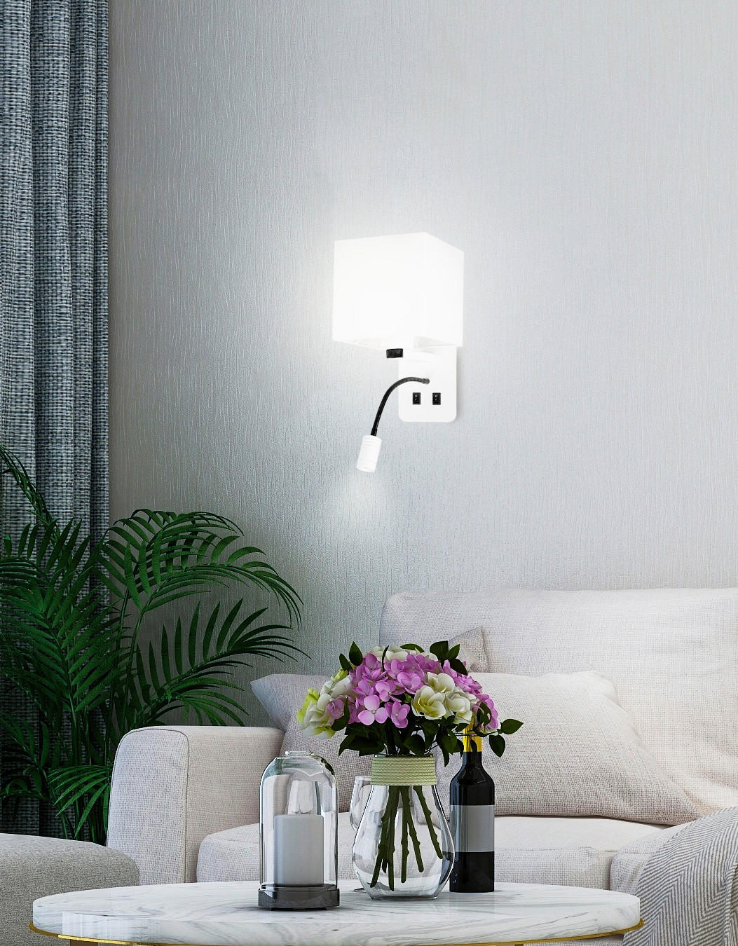VÄGGLAMPA Magnum 21.5/16/40 cm   - vit, Klassisk, metall (21.5/16/40cm)