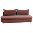 SCHLAFSOFA Simon Plüsch, Webstoff Terracotta  inkl. Rücken echt, Schlaffunktion, Bettkasten, Rückenkissen  - Terracotta/Schwarz, Design, Textil (213/89/105cm) - Novel
