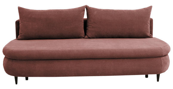 SCHLAFSOFA Simon Plüsch, Webstoff Terracotta  inkl. Rücken echt, Schlaffunktion, Bettkasten, Rückenkissen  - Terracotta/Schwarz, Design, Textil (213/89/105cm) - Novel