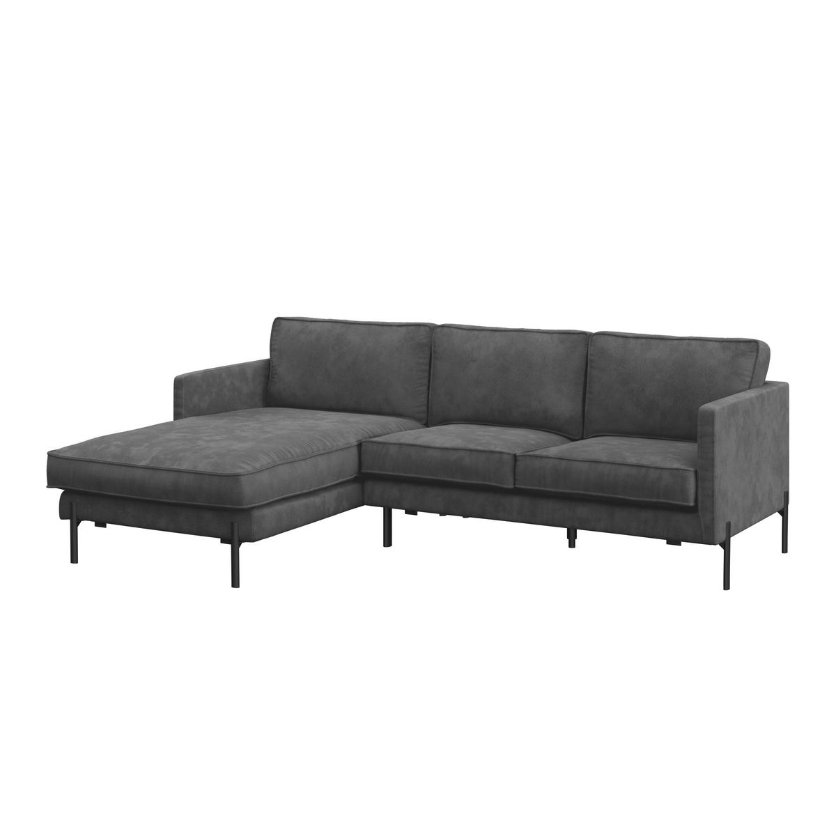 HÖRNSOFFA i flatväv mörkgrå  - mörkgrå/svart, Trend, metall/textil (154/232cm) - Livetastic