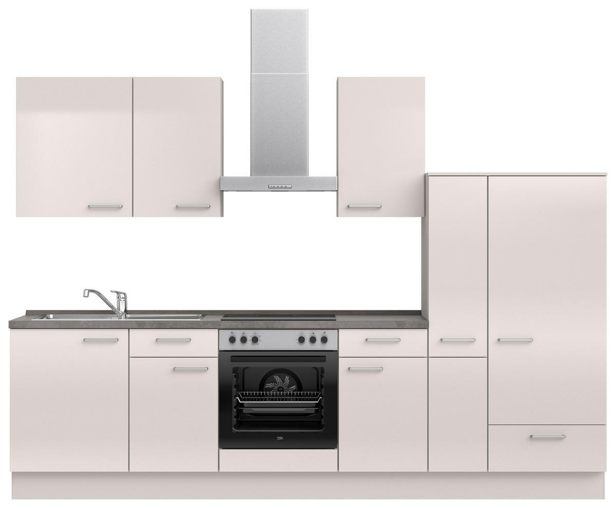 KÜCHENBLOCK Flash 300 cm  in Schieferfarben, Seidengrau  - Schieferfarben/Edelstahlfarben, MODERN, Holzwerkstoff/Metall (300cm) - Nobilia