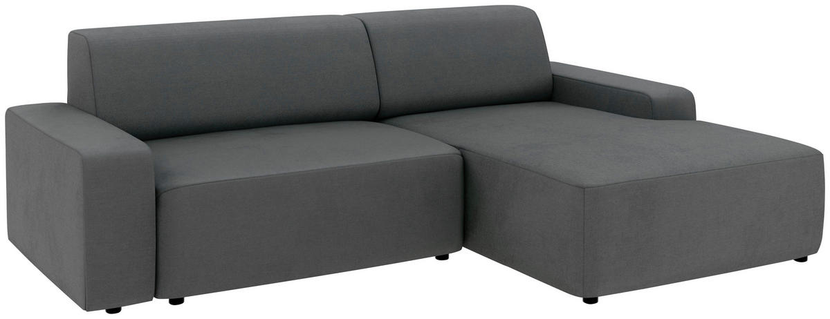 ECKSOFA in Struktur Anthrazit  - Anthrazit/Schwarz, Modern, Kunststoff/Textil (246/162cm) - Trendmanufaktur