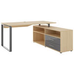 ECKSCHREIBTISCH 160/158/75 cm  in Anthrazit, Eichefarben  - Dunkelgrau/Eichefarben, Basics, Holzwerkstoff/Metall (160/158/75cm) - Novel