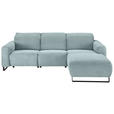 ECKSOFA in Cord Hellblau  - Schwarz/Hellblau, KONVENTIONELL, Textil/Metall (266/180cm) - Hom`in