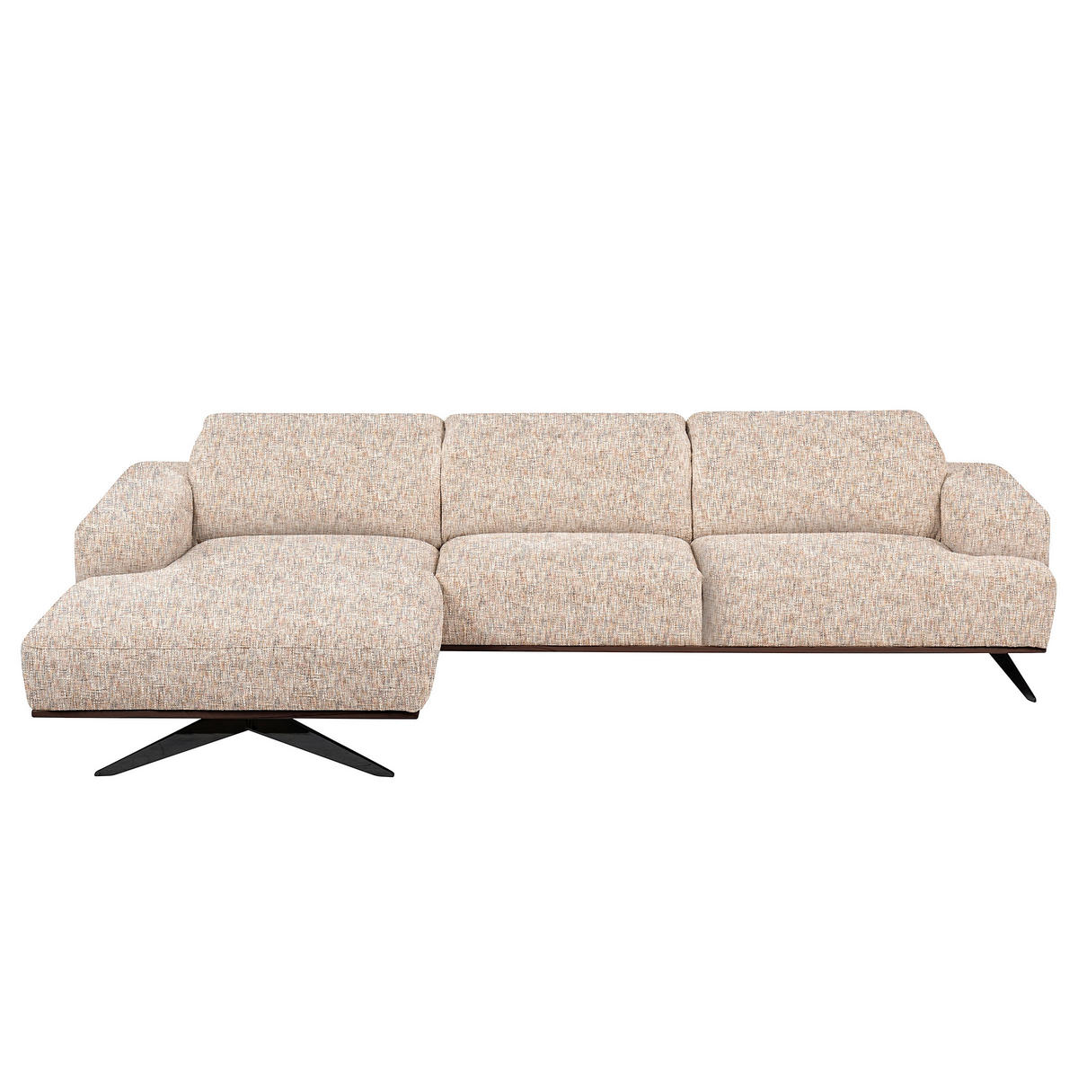 ECKSOFA PORTLAND in Struktur Blau, Gelb, Rot, Weiß Kopfteilverstellung  187/295 cm  - Blau/Gelb, Design, Holz/Textil (187/295cm) - Livetastic