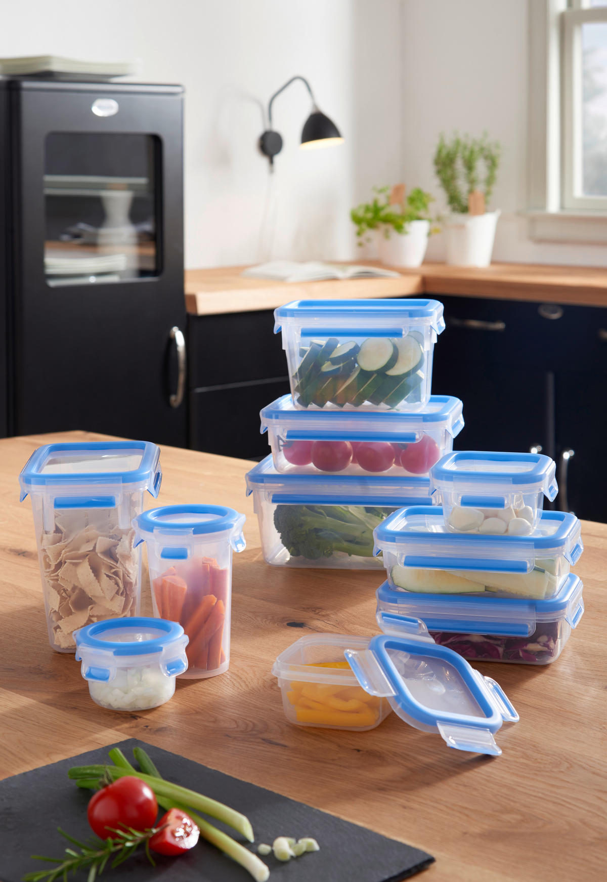 SADA KRABIČEK NA POTRAVINY,  - čiré/světle modrá, Basics, plast - Emsa