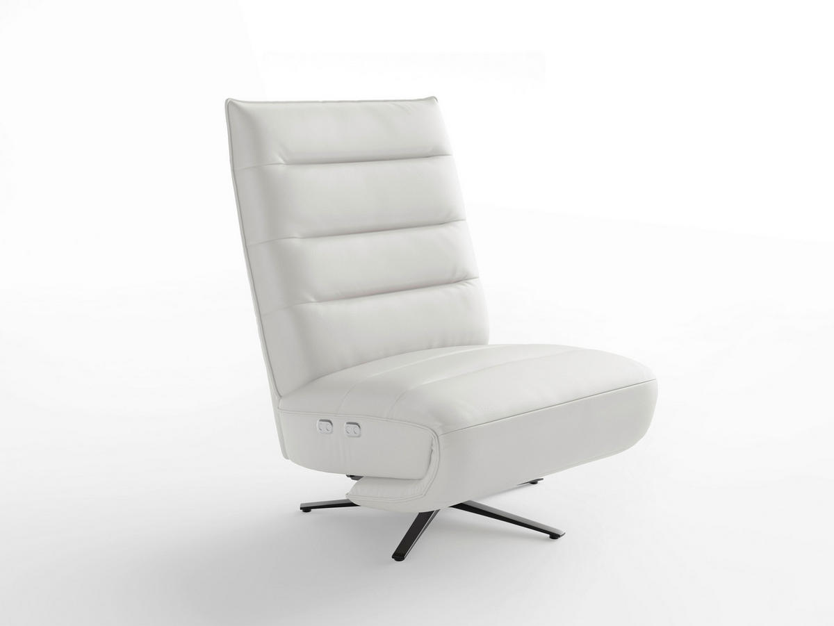 RELAXSESSEL Leder Weiss  - Weiss/Schwarz, Basics, Leder/Metall (80/109/98cm) - Sit & More
