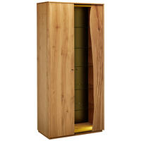 VITRINE furniert Wildeiche Grau, Wildeiche  - Wildeiche/Schwarz, Modern, Glas/Holz (82,7/184,3/43,8cm) - Moderano