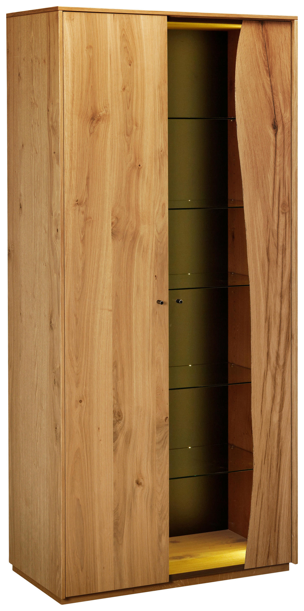 VITRINE furniert Wildeiche Grau, Wildeiche  - Wildeiche/Schwarz, Modern, Glas/Holz (82,7/184,3/43,8cm) - Moderano