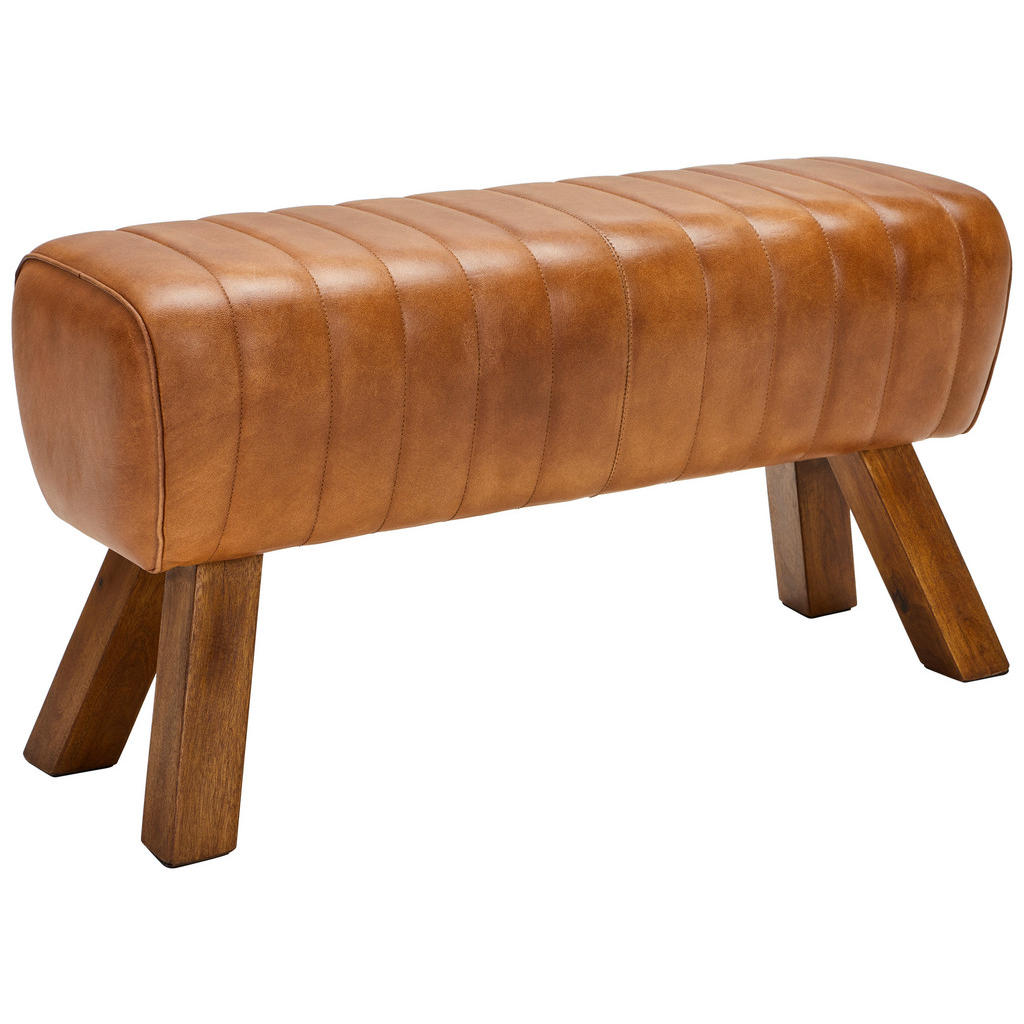 Livetastic TABURETOVÁ LAVICE, dřevo, kůže, 90/46/30 cm