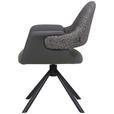 ARMLEHNSTUHL  Sitzfläche 360° drehbar, inklusive Armlehnen, automatische Rückholfunktion Webstoff Echtleder  - Schwarz, Design, Leder/Textil (62,5/86/64cm) - Novel