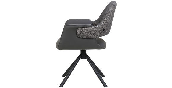 ARMLEHNSTUHL  Sitzfläche 360° drehbar, inklusive Armlehnen, automatische Rückholfunktion Webstoff Echtleder  - Schwarz, Design, Leder/Textil (62,5/86/64cm) - Novel