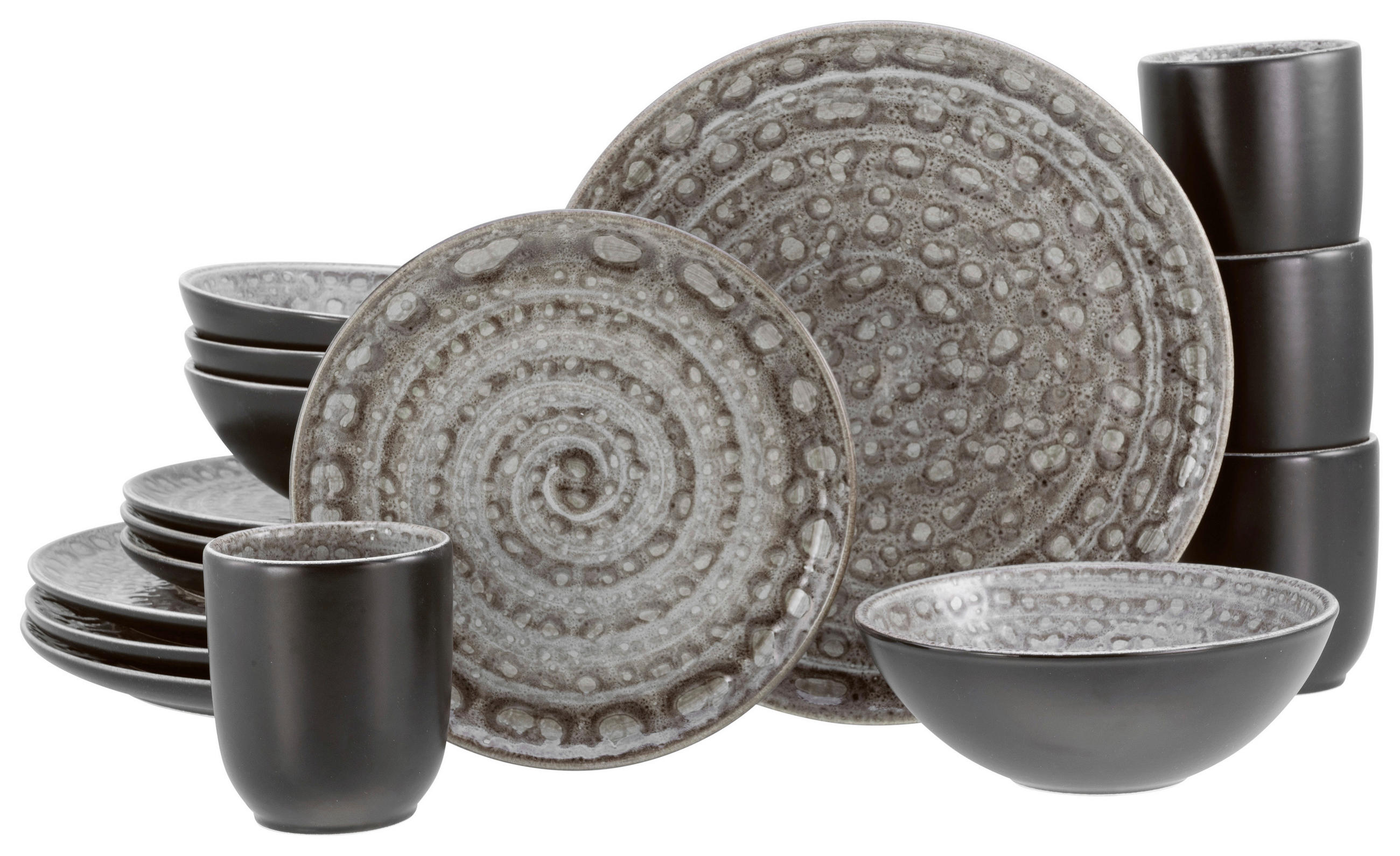 KOMBISERVICE Grau Villa Romana 16-teilig 4 Personen  - Grau, KONVENTIONELL, Keramik (48/34/32cm) - Creatable