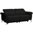 3-SITZER-SOFA  in Echtleder Schwarz   - Schwarz, Design, Leder/Metall (210/79/104cm) - Belluti