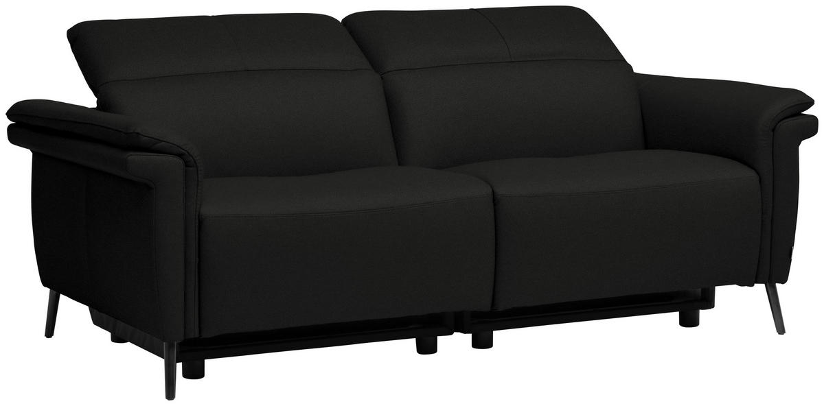 3-SITZER-SOFA Echtleder Schwarz  - Schwarz, Design, Leder/Metall (210/79/104cm) - Belluti