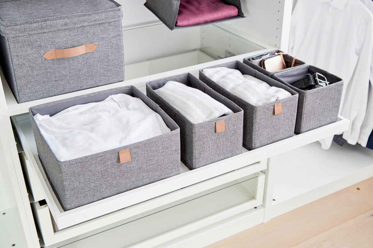 AUFBEWAHRUNGSBOXEN-SET Premium  - Grau, Basics, Karton/Textil - Store It