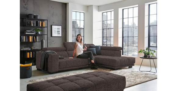 ECKSOFA  in Mikrofaser Braun  301/207 cm  - Schwarz/Braun, Design, Textil/Metall (301/207cm) - Xora