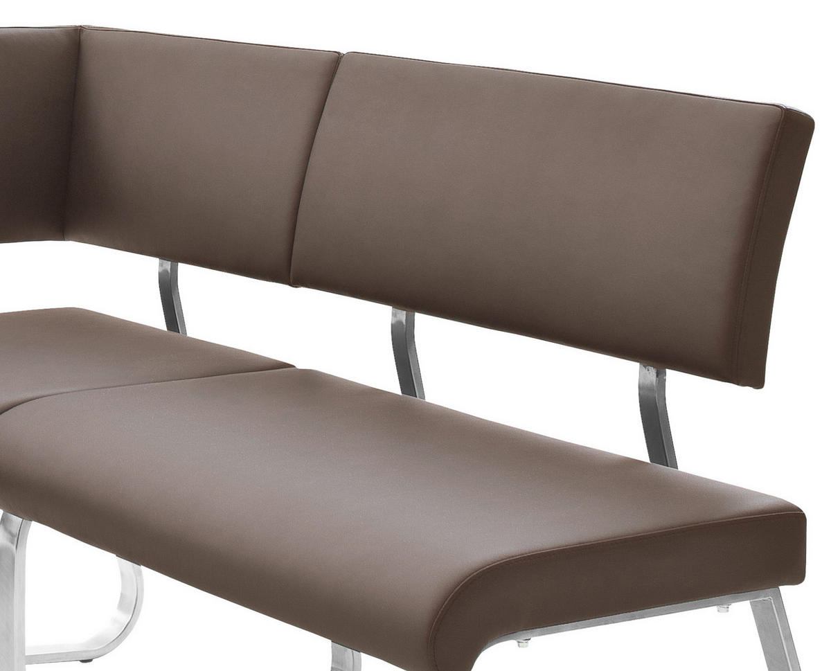 ECKBANK 200/150 cm Lederlook Braun, Edelstahlfarben   - Edelstahlfarben/Braun, Design, Textil/Metall (200/150cm) - Livetastic