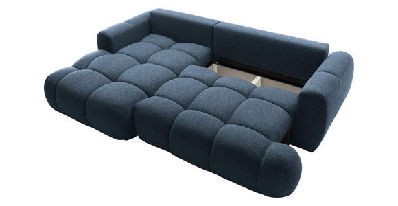 ECKSOFA Dunkelblau Struktur Rückenkissen, Bettkasten, Schlaffunktion, Rücken echt, Liegefläche im Originalstoff  - Schwarz/Dunkelblau, KONVENTIONELL, Kunststoff/Textil (172/272cm) - Carryhome