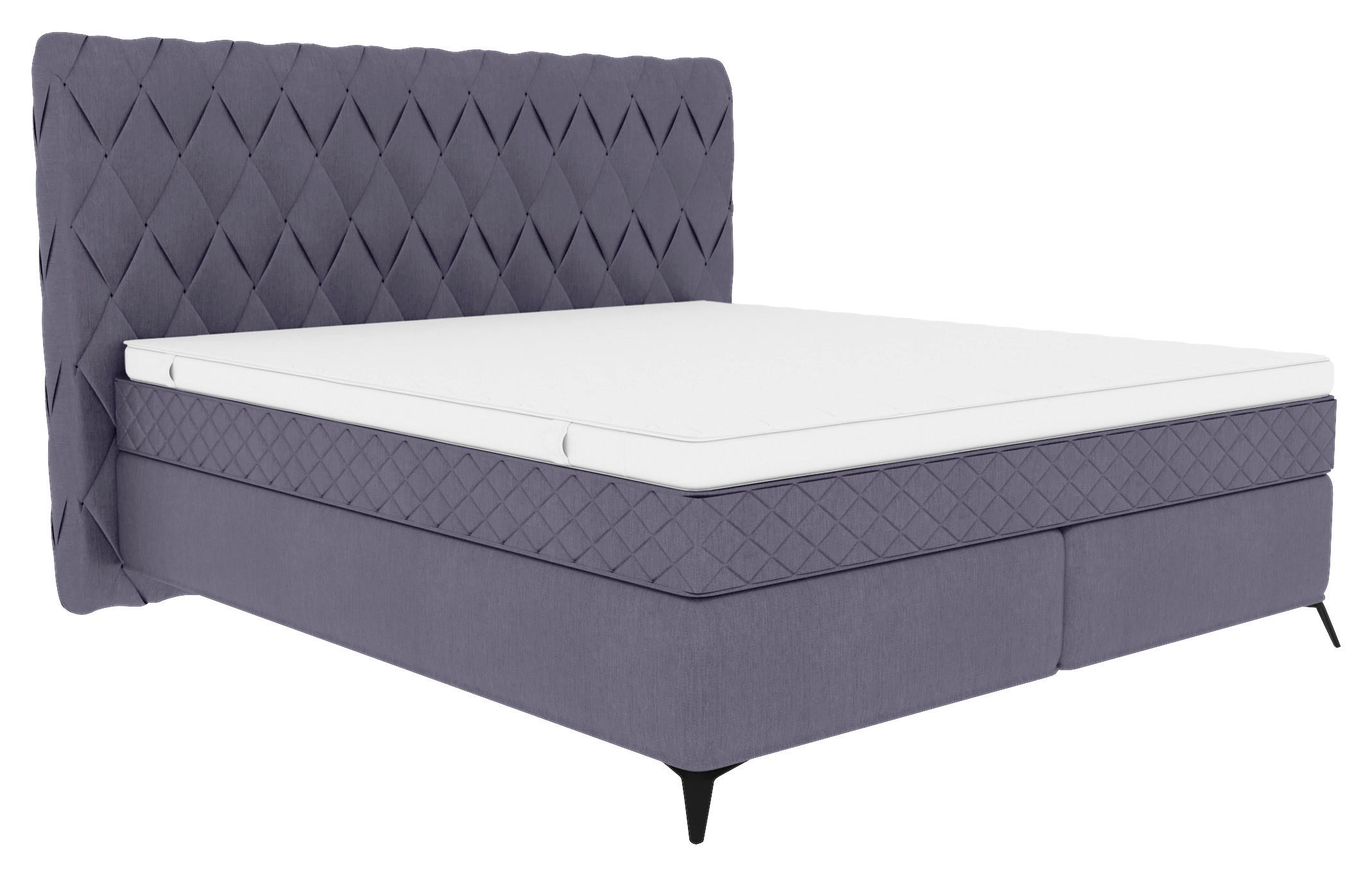 BOXSPRINGBETT 180/200 cm  in Graublau  - Graublau/Schwarz, Design, Textil/Metall (180/200cm) - Boxxx