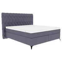 BOXSPRINGBETT 180/200 cm  in Graublau  - Graublau/Schwarz, Design, Textil/Metall (180/200cm) - Boxxx