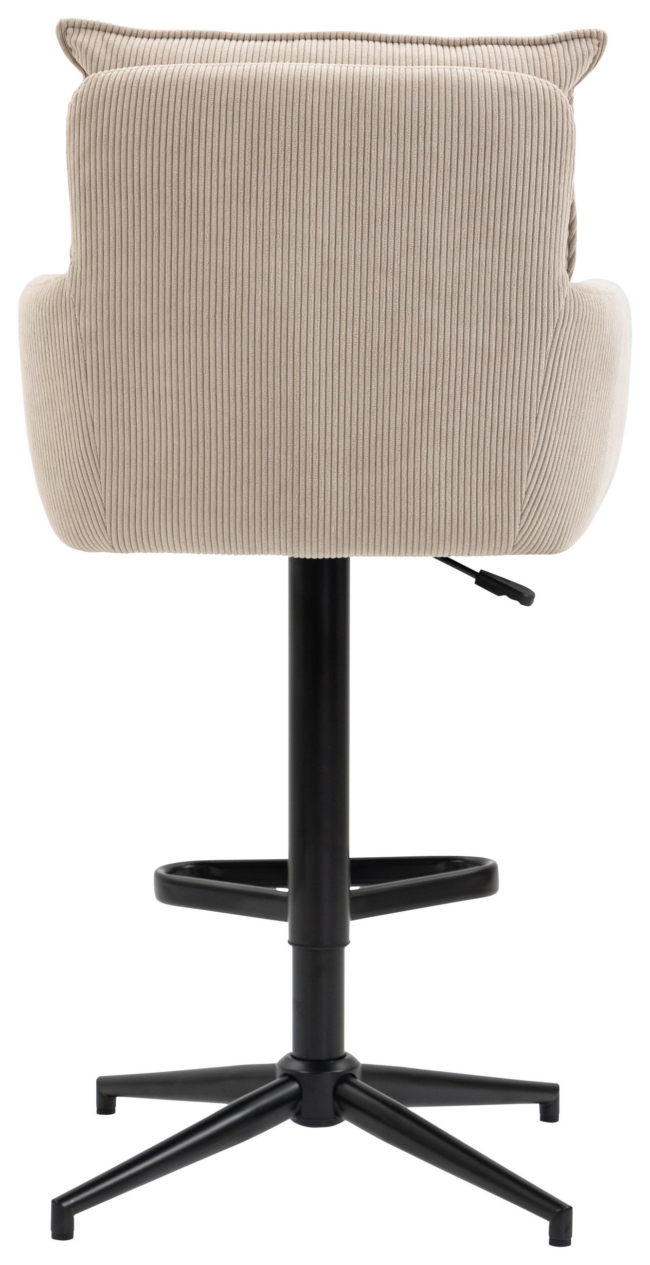BARHOCKER Cord Beige, Creme Eisen Sitzfläche 360° drehbar, Stoffauswahl, inklusive Armlehnen  - Beige/Creme, Design, Textil/Metall (54/98-120/58cm) - Novel