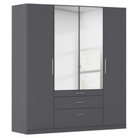 DREHTÜRENSCHRANK 181/197/54 cm,  in Grau, 4 Tür(en)  - Alufarben/Grau, KONVENTIONELL, Glas/Holzwerkstoff (181/197/54cm) - home24