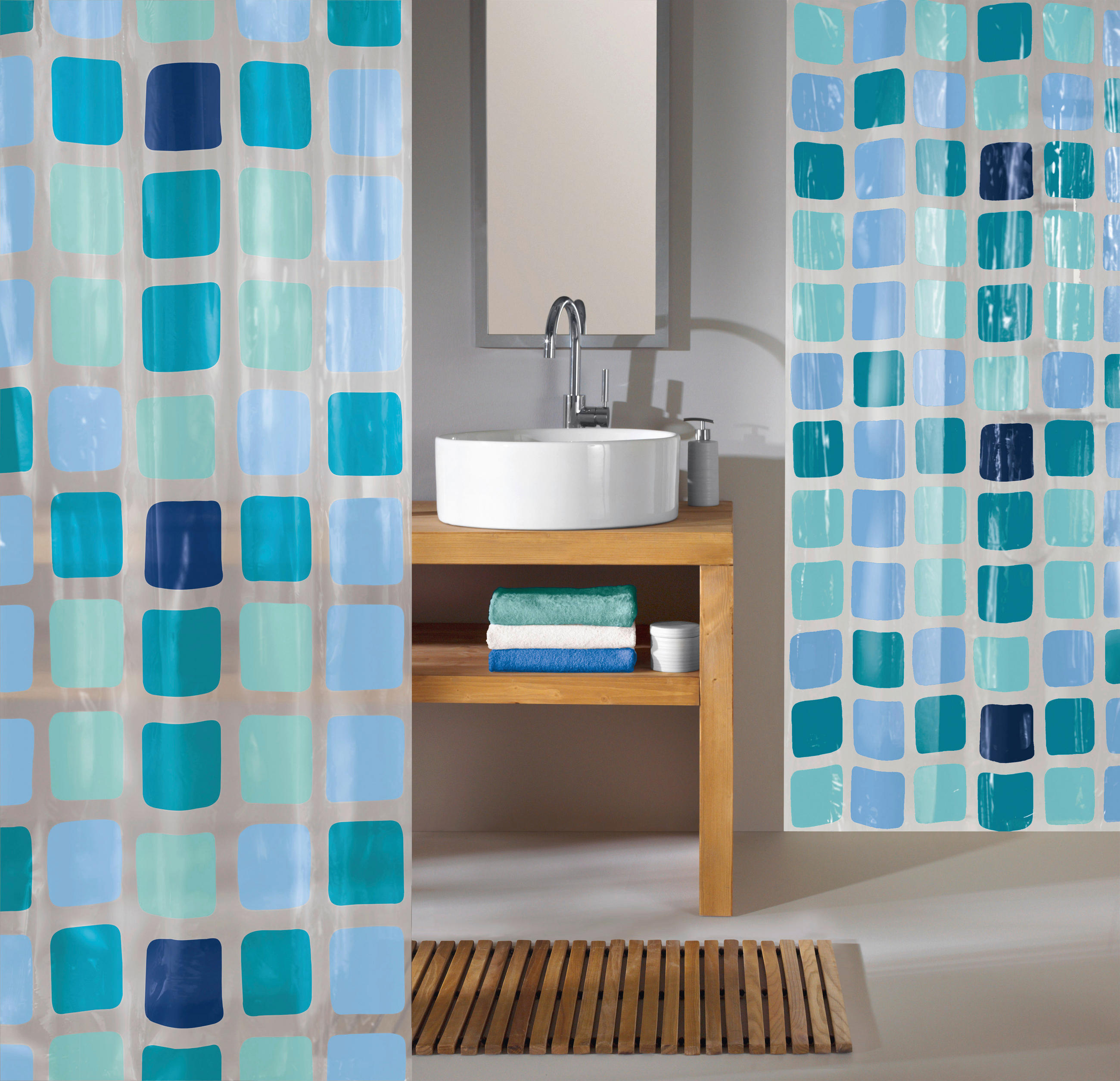 DUSCHVORHANG Sonny 180/200 cm  - Blau, Trend, Kunststoff (180/200cm) - Kleine Wolke