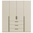 DREHTÜRENSCHRANK 201/223/61 cm,  in Champagner, 4-türig  - Champagner/Schwarz, Basics, Holzwerkstoff/Metall (201/223/61cm) - Novel