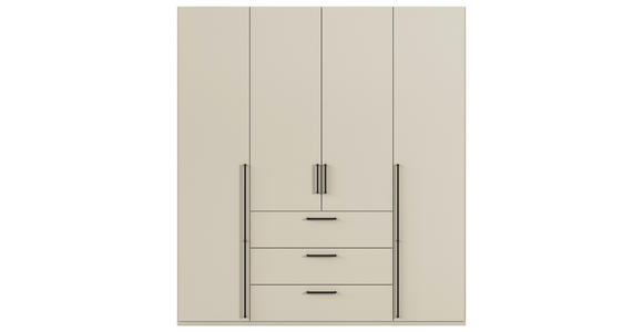 DREHTÜRENSCHRANK 201/223/61 cm,  in Champagner, 4-türig  - Champagner/Schwarz, Basics, Holzwerkstoff/Metall (201/223/61cm) - Novel